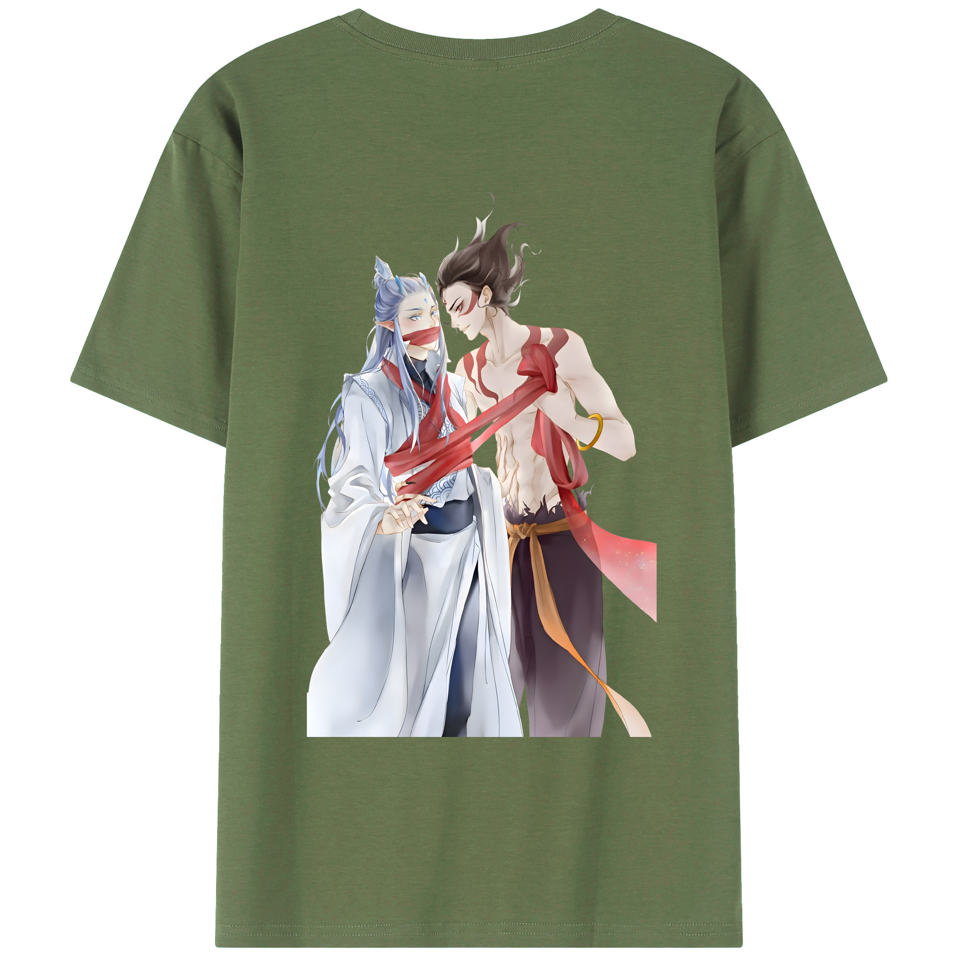 （画像用） Ne Zha 2 ナタ 魔童の大暴れ 綿100％ メンズ半袖Tシャツ（バックプリント） 通気性